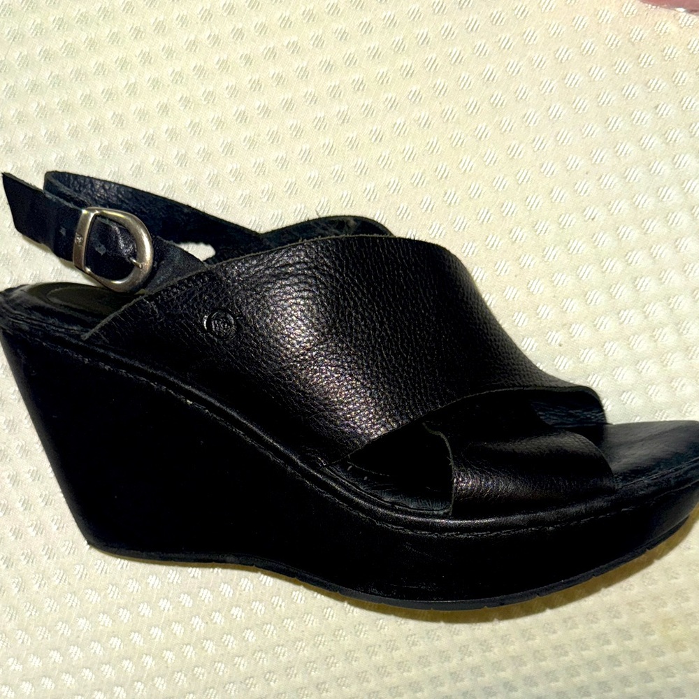 Women's Black Wedge Sandals size -10/42